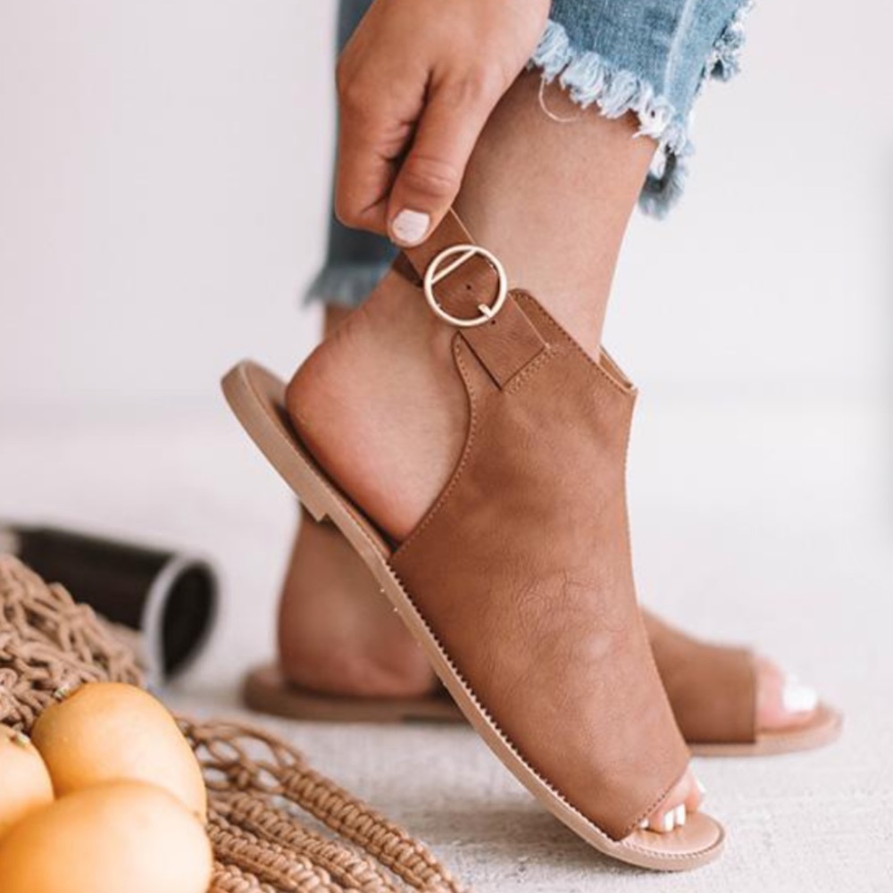 Ladies Slingback Open Toe Mule Flat Sandals. Snake - Picture 6 of 6